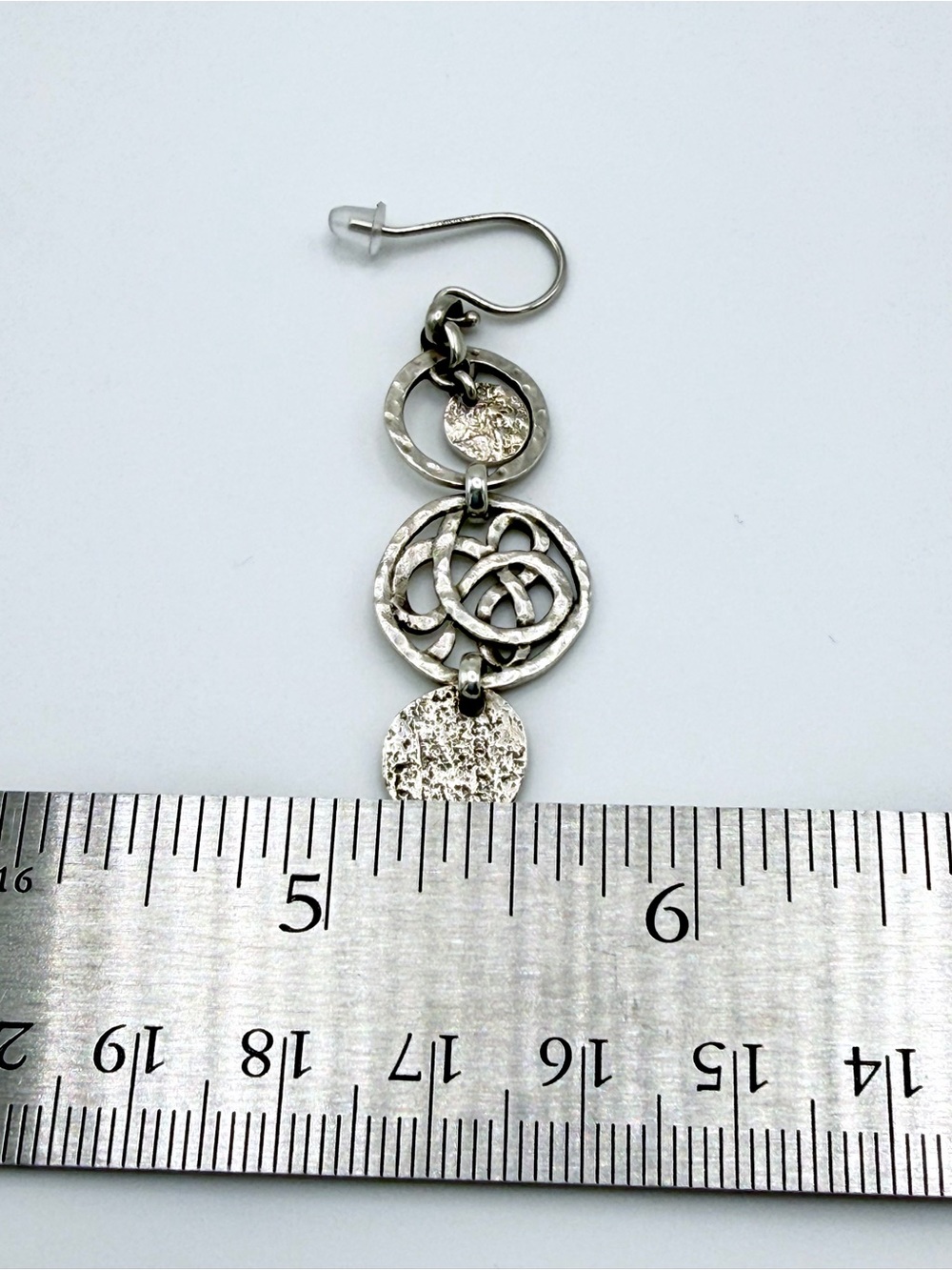 Silpada Hammered Sterling 3-Tiered Discs & Circles Celtic Design Wire Earrings - Picture 11 of 13